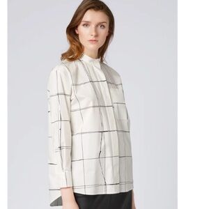 Hugo Boss White Fine Oversized Button Down Check Shirt